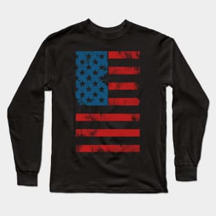 Distressed American Flag (Dark) Long Sleeve T-Shirt